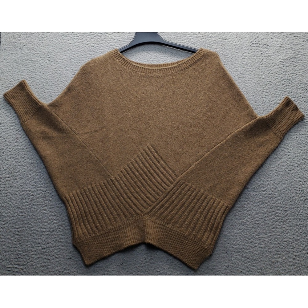 Vince Sweater Womens Medium Brown Ribbed Knit Merino Wool Blend Batwing Sleeve